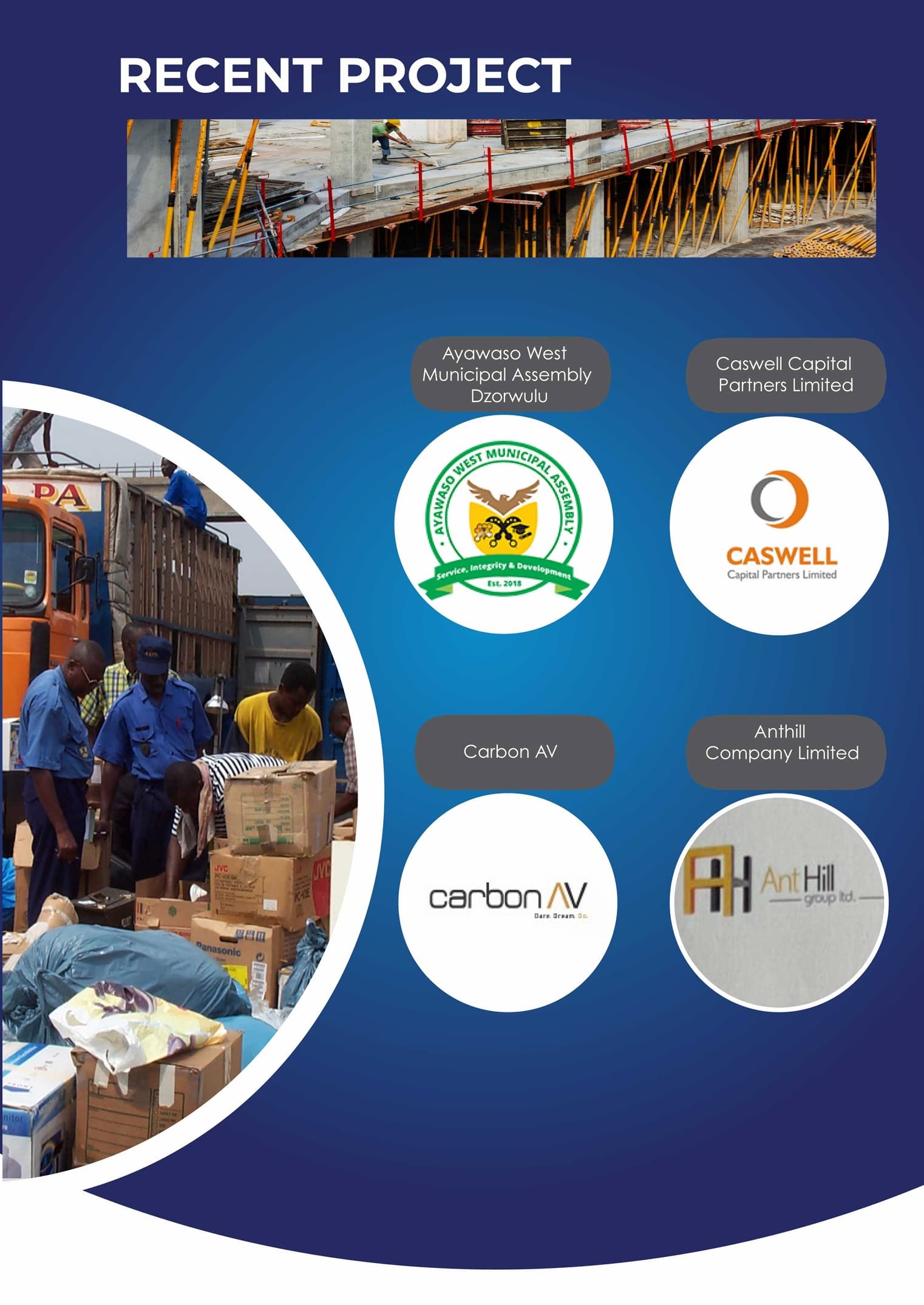 DASAAH recent projects — Ayawaso West Municipal Assembly, Caswell Capital Partners, Carbon AV, Anthill Company